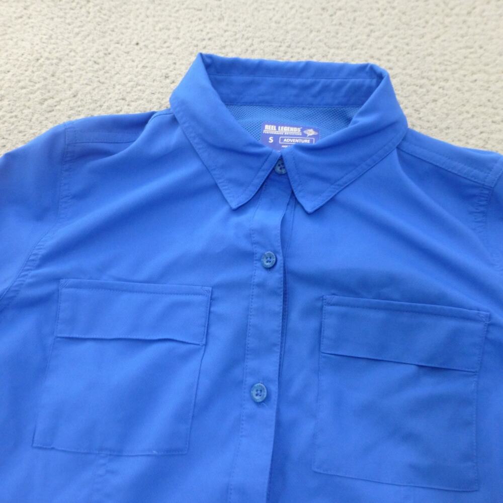 Reel Legends Shirt Womens Small Button UP Fishing Vented Blue Outdoor Hiking - Picture 3 of 8